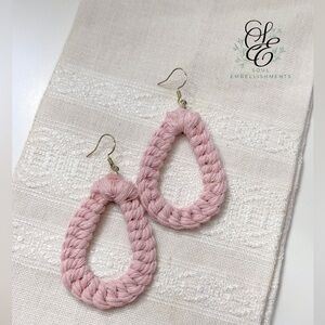 NEw: Soul Embellishment’s™️ Pink Teardrop Macrame Earrings 18k on 925 “STAMPED”